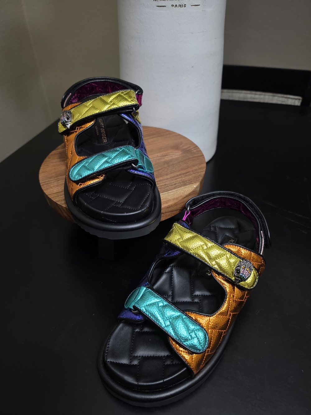 Women's Metallic Multi-Color KURT GEIGER Quilted Sandals